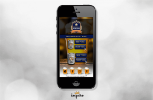 Mockup com um celular do cartão de visita interativo e digital da empresa território das bebidas