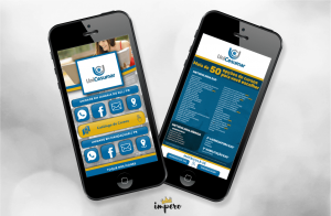 Mockup com dois celulares do cartão de visita interativo e digital da empresa unicesumar